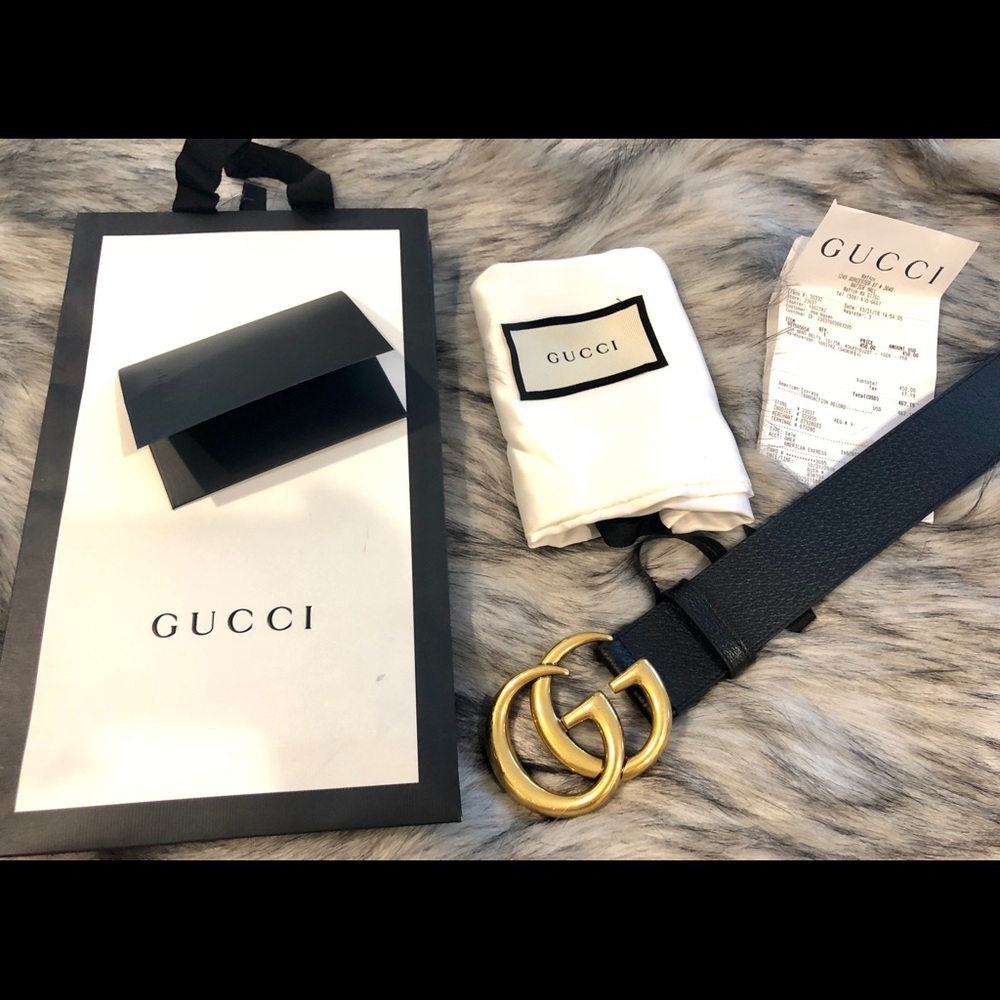Authentic Gucci Leather belt with Double G buckle